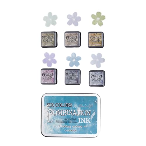 Stempelkissen mit fließenden Farben, Set für Büro, Schule, Kunstaktivitäten, Retro-Stempel, fließende Farben, Serie für Kartenherstellung, 6 Stück Stempelkissen mit fließenden Farben, Set für Büro, Schule, Kunstaktivitäten, Retro-Stempel, fließende Farben, Serie für Kartenherstellung, 6 Stück von Oxtxuzdm