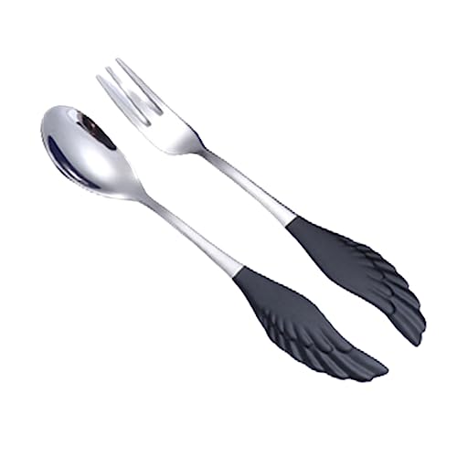 2pcs Bunte Löffel Dessert Teelöffel Edelstahl Zucker Kuchenflügelgabel Löffel Bunte Für Kaffee Eiste Edelstahl Stahl von Oxxggkao