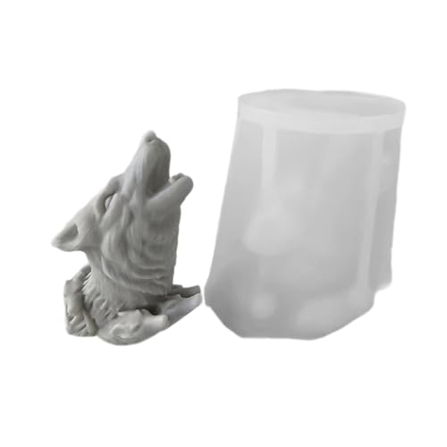 Einzigartige Tierstatue Form Wolfkopf Figur Ornament Kerze Silikonform Handgefertigt von Oxxggkao
