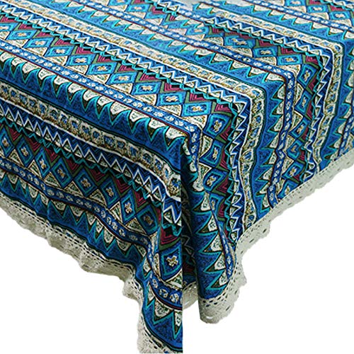 Ethnische Vintage Baumwollwäsche Tischdecke Geometrische Streifen Spitzenkante Tischabdeckung Wischen Sie Saubere Rechteckige Tischdecke Baumwoll Weißer Außener von Oxxggkao