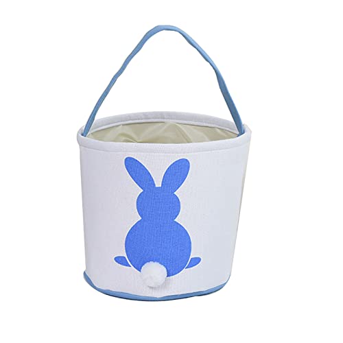 Netter Osterkorb Mit Hasenmuster ＆ Schwanz Lebbare Verschleiß Resistenter Baumwollbonbons Goodies Tasche Große Kapazität Aufbewahrungstasche Süßigkeiten Körbe Für Kinder Geschenk Teenager Schokolade von Oxxggkao