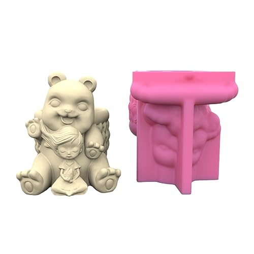 Nicht STICK Bären Und Mädchen Stifthalter Schimmel Blumenkolben Silikon Ornament Werkzeug Sukkulente Pflanzer Sukkulente Pflanzerform Für Home Office Desktop Dekorationen von Oxxggkao