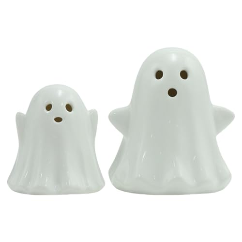 Oxxggkao 2 Piece Ceramic Halloween Geistere Statuen Nachtlicht Handgefertigtes Urlaubsdekoration Für Spookys Partyzubehör Und Hausdekoration Warmes Halloween Keramik Geistere Nachtlicht von Oxxggkao