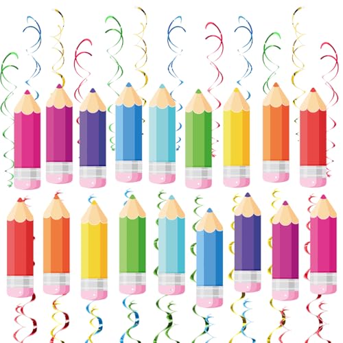 Oxxggkao Bleistift Wirbel Hanging Ornament Decken Wirbel Dekoration Für Kinder Geburtstag Zurück In Die Schule Klassenzimmer Wall Bulletin Board Klassenzimmer Party Dekoration Set Set von Oxxggkao
