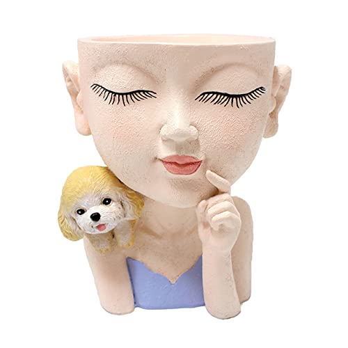 Oxxggkao Harz Blumenpot Mädchen Und Hund Cartoon Süße Hand Desktop Topf Schreibtisch Dekorieren Sie Ornamente Töpfe Für Pflanzliche Blumentopf Haus Freien Sukkulenten Sukkulente von Oxxggkao