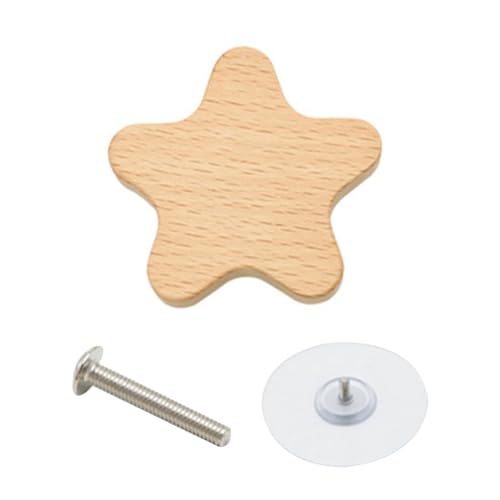 Oxxggkao Holzknöpfe Mond Stern - Vintage Schubladenknauf Küchenschrank Tür Schublade Griff Kleiderschrank Möbel Schraube Türgriff Holzgriffe von Oxxggkao