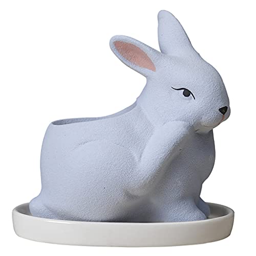 Oxxggkao Keramik Gefrostete Kaninchenkunst Vase Skulptur Handwerk Süßes Kaninchen Blumen Topf Handgefertigt Garten Aufbewahrung Arrangement Pflanzer Töpfe Behälter von Oxxggkao