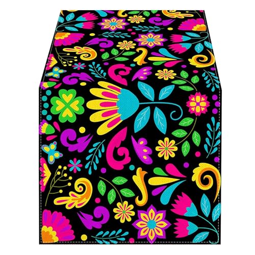 Oxxggkao Mexiko Leinen Tisch Runner Küche Essdekor Bunte Blumen Tischdecke Für Essen Halloween Party Mexiko Tischläufer Oxxggkao Mexiko Leinen Tisch Runner Küche Essdekor Bunte Blumen Tischdecke Für Essen Halloween Party Mexiko Tischläufer von Oxxggkao