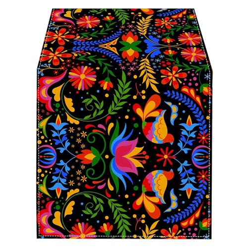 Oxxggkao Mexiko Leinen Tisch Runner Küche Essdekor Bunte Blumen Tischdecke Für Essen Halloween Party Mexiko Tischläufer Oxxggkao Mexiko Leinen Tisch Runner Küche Essdekor Bunte Blumen Tischdecke Für Essen Halloween Party Mexiko Tischläufer von Oxxggkao