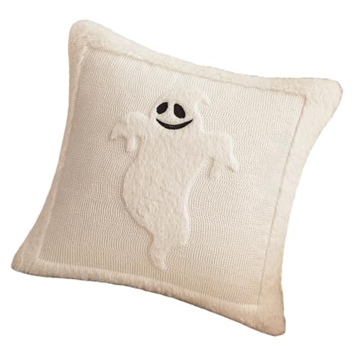 Oxxggkao Tufted Ghostly Muster Plüsch Kissenbezug Weiche Kunstpelze Kissenbedeckung Halloween Home Decor Für Kinder Haustier Safe Easy Reinigung Halloween Home Dekoration Geistere Kissenbedeckung von Oxxggkao