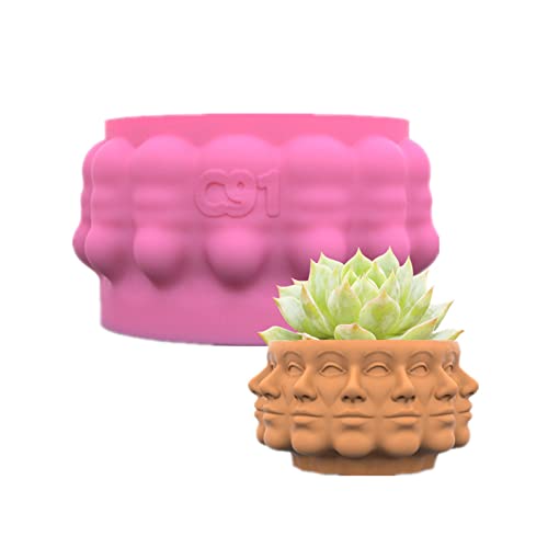 Überlappende Gesichter Silikon Topfform Sukkulenten Blumenärte Ton Zement Gipsform Form Hausgarten Blumentöpfe Blumentopf Harzform von Oxxggkao