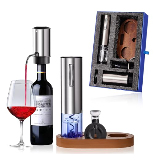 Elektrischer Weinöffner-Set (4-in-1), OxyGear Automatischer Weinflaschenöffner mit Elektrischem Weinbelüfter, Folienschneider und Vakuumverschluss, Wiederaufladbar mit Typ-C, Ideales Weinzubehör und von OxyGear