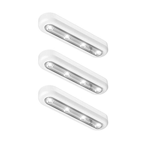 Schrankbeleuchtung, OxyLED 3 Pack Schranklicht mit Batterie 140° Schwenkbares Design Berührungssensor Unterbauleuchte Küche Led Slim Bright Kleiderschrank Beleuchtung für Treppe Küchen von OxyLED