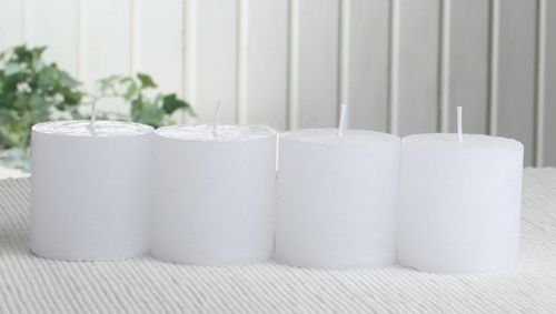 SET: 4x Rustik-Stumpenkerze, 5 x 5 cm Ø, weiß von CandleCorner Rustik-Kerzen