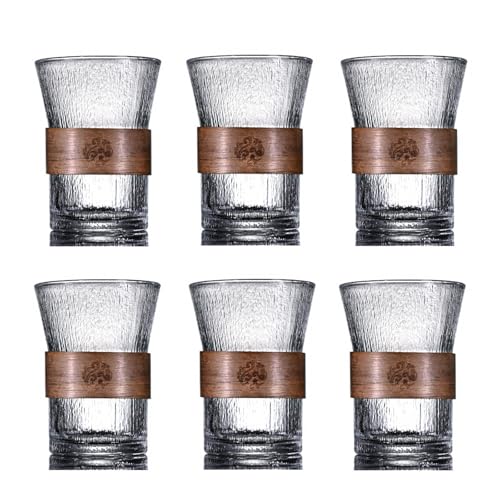 OyaYung Latte Macchiato Gläser Set - Matcha gläser - Cocktailgläser - Eiskaffee gläser - 6 x 280ml - mit Verbrühschutz Bambusring für Latte Macchiato Matcha Cocktail Milch Spülmaschinenfes(Eisberg) von OyaYung