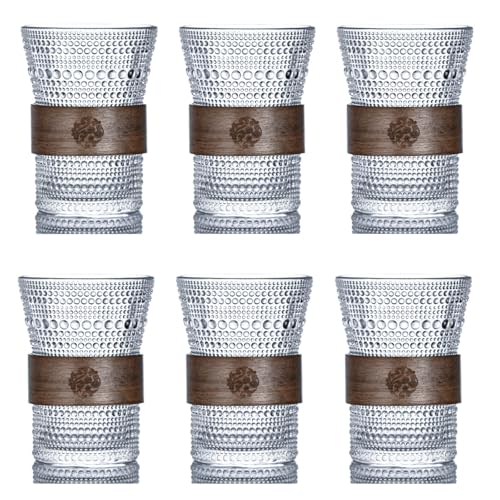 OyaYung Latte Macchiato Gläser Set - Matcha gläser - Cocktailgläser - Eiskaffee gläser - 6 x 280ml - mit Verbrühschutz Bambusring für Latte Macchiato Matcha Cocktail Milch Spülmaschinenfest(Perlglanz) von OyaYung