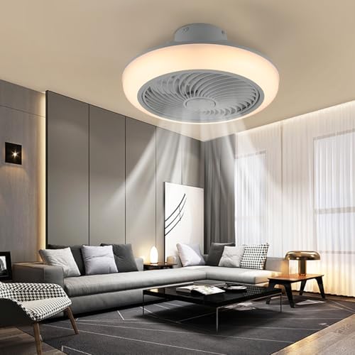 Deckenleuchte Deckenventilator mit Beleuchtung Licht Fernbedienung, LED RGB Farbwechsel, Kaltweiß, Neutralweiß, Warmweiß, Leise Deckenleuchte mit Ventilator,Dimmbar Musik Bluetooth, Ø50cm (Stil 2) von Oyajia