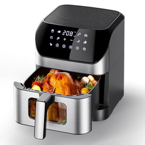 Heißluftfritteuse mit Sichtfenster 8L, Heissluftfritteuse Air Fryer mit Digitalem LED-Touchscreen, 10-in-1 Airfryer, Smart Touchscreenund Timer-Funktion, Gesunde Friteuse ohne Öl und fettarmes Kochen. Heißluftfritteuse mit Sichtfenster 8L, Heissluftfritteuse Air Fryer mit Digitalem LED-Touchscreen, 10-in-1 Airfryer, Smart Touchscreenund Timer-Funktion, Gesunde Friteuse ohne Öl und fettarmes Kochen. von Oyajia