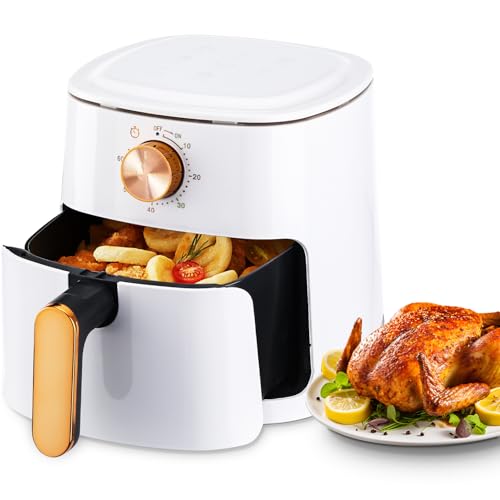 Oyajia 5,5L Heißluftfritteuse, mit Manueller Drehtaste, Spülmaschinenfest, Gesundes Kochen Ohne Öl und mit Wenig Fett, 1800 W, Weiß. Oyajia 5,5L Heißluftfritteuse, mit Manueller Drehtaste, Spülmaschinenfest, Gesundes Kochen Ohne Öl und mit Wenig Fett, 1800 W, Weiß. von Oyajia