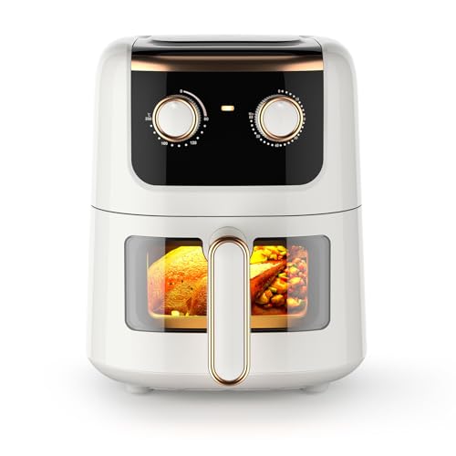 Oyajia 5L Heißluftfritteuse mit Sichtfenster, mit Manueller Drehtaste, Spülmaschinenfest, Gesundes Kochen Ohne Öl und mit Wenig Fett, 1800 W, Weiß. Oyajia 5L Heißluftfritteuse mit Sichtfenster, mit Manueller Drehtaste, Spülmaschinenfest, Gesundes Kochen Ohne Öl und mit Wenig Fett, 1800 W, Weiß. von Oyajia