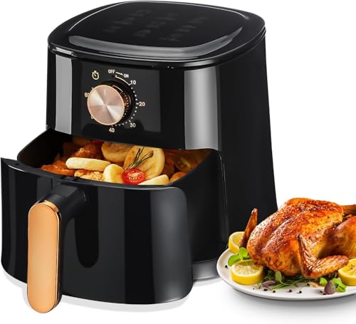 Oyajia 4L Heißluftfritteuse, mit Manueller Drehtaste, Spülmaschinenfest, Gesundes Kochen Ohne Öl und mit Wenig Fett, Schwarz. Oyajia 4L Heißluftfritteuse, mit Manueller Drehtaste, Spülmaschinenfest, Gesundes Kochen Ohne Öl und mit Wenig Fett, Schwarz. von Oyajia