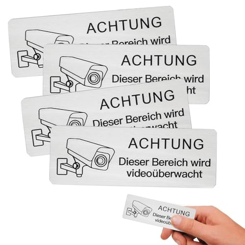 4 Stück Aufkleber Videoüberwachung,8.5x3 cm Selbstklebend Aluminium Achtung Videoüberwachung Schild,Silber Wasserdicht Klein Videoüberwachung Aufkleber,für Warnschild Innen und Außenbereich 4 Stück Aufkleber Videoüberwachung,8.5x3 cm Selbstklebend Aluminium Achtung Videoüberwachung Schild,Silber Wasserdicht Klein Videoüberwachung Aufkleber,für Warnschild Innen und Außenbereich von Oykrueats
