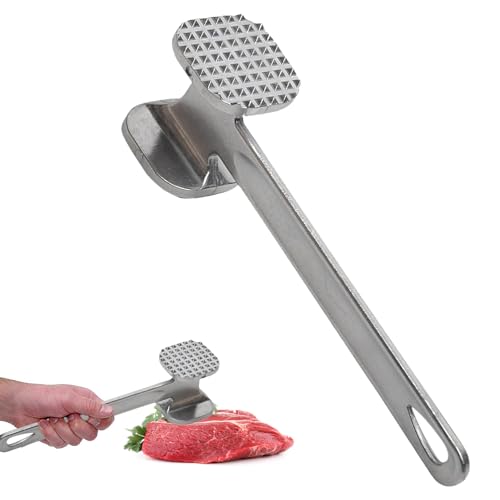 Oykrueats 19cm Fleischklopfer,Aluminium Klein Kompakt Schnitzelklopfer,Silber Doppelseitig Fleischhammer,Wiederverwendbar Metall Meat Hammermit Rutschfestem Griff,für Steak,Huhn,Schwein,Rindfleisch Oykrueats 19cm Fleischklopfer,Aluminium Klein Kompakt Schnitzelklopfer,Silber Doppelseitig Fleischhammer,Wiederverwendbar Metall Meat Hammermit Rutschfestem Griff,für Steak,Huhn,Schwein,Rindfleisch von Oykrueats
