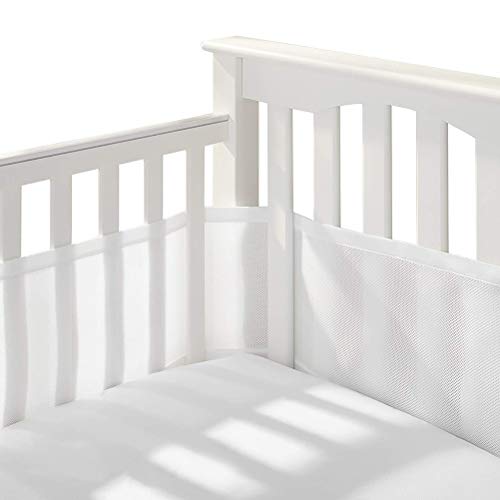 Oyria 2 Stück Babybett Stoßstange atmungsaktives Mesh, Easy Air Mesh festes Ende Kinderbett Liner Set, Kindergarten Kinderbett Stoßstange, Babybett um Sicherheitsschutz von Oyria