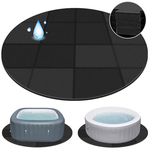 Runde Whirlpool-Matte, extra dick, ineinandergreifende Whirlpool-Schutzmatte, Schaumstoff-Isolationsmatte für tragbare aufblasbare Whirlpool-Zubehör, 200 cm von Oyrlize