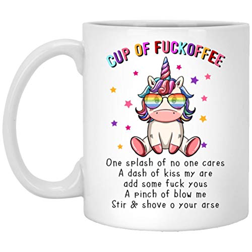 Tasse von Fuckoffee mit lustigem Einhorn-Motiv, für Erwachsene, Geschenk für beste Freunde, 325 ml von OystersPearl