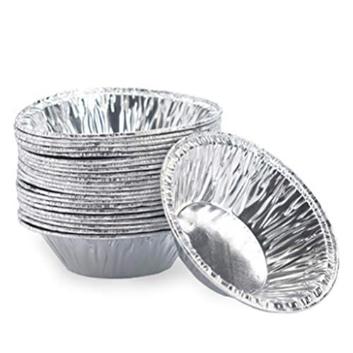 Oytrui 100PCS Einweg-Eier Becher, Tinten Backen Beständige Backformen für Pies Quiches Muffins (Silber) von Oytrui