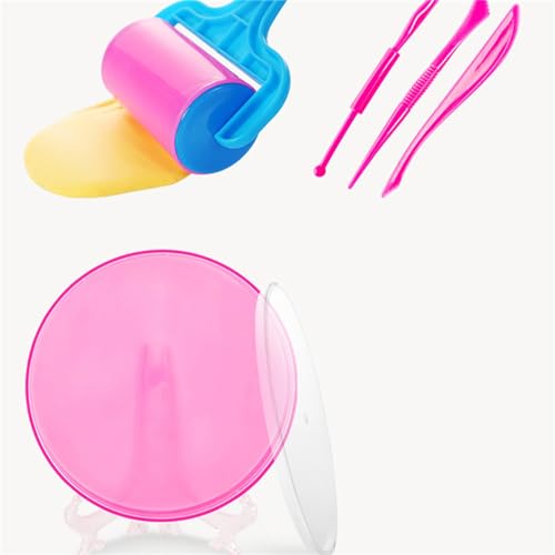 Oytrui Baby Hand- und Fußabdruck Kit, DIY -Lehm -Andenken mit Rundkastenstaub Cover Digital Aufkleber Roller Pinsel, Sicheres ökotöntes für Neugeborene Eltern (Rosa Box) von Oytrui