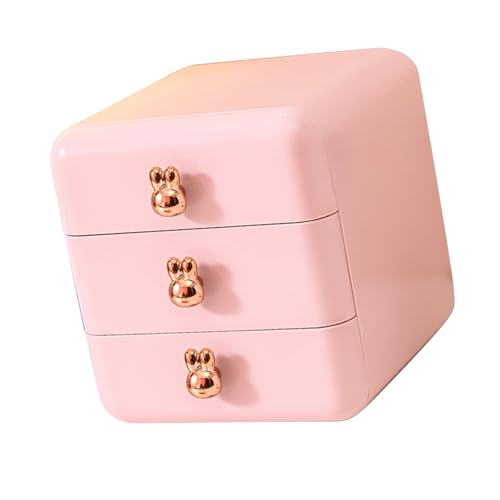 Oytrui Desktopschublade, Kunststoffspeicherorganisator mit Großer Kapazität und Schubladenstil Design für Büro Schlafsaal Kinderzimmer (3 Schicht rosa) von Oytrui