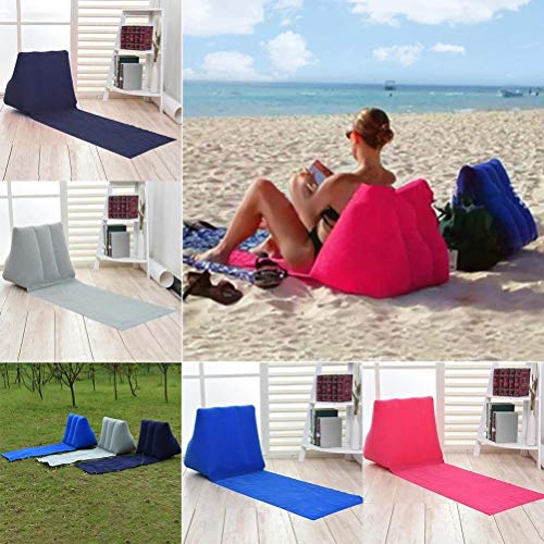 Oytrui Dreieck Kissen Strandmatte PVC Flocken Aufblasbare Strandstuhlkissen Faltbare Strandkissenmatte für Camping Beach Im Freien (Marineblau) von Oytrui