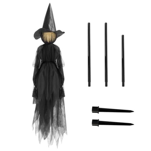 Oytrui Halloween Witch Wizard Decor, Aktiviertes LED -Licht mit 7 Farben, Dekoration Im Freien für Halloween -Party (Schwarz) von Oytrui