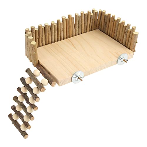 Oytrui Hamsterkletterplattform, Holzkauspielzeug Kleiner Haustier -Aktivitätsplatz mit Zaun, für Zuckergleiter Goldener Bär (Schraubenstil) von Oytrui