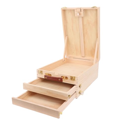 Oytrui Holzkochbox mit 2 Schubladen Verstellbaren Tabletop -Kunst -Staffelei für 24 -Zoll -Leinwand Malerei Skizzieren von Oytrui