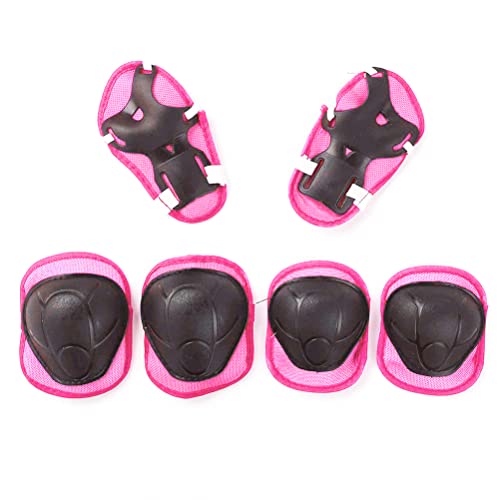 Oytrui Kinderschutzausrüstung, Verstellbare Helmkniegelads Ellbogenbads Handgelenkblöcke, 7pcs/Set mit Hellen Farben Helm für Walzenschlittschuhe, Geeignet für -Skating -Scooter (Rosa) von Oytrui