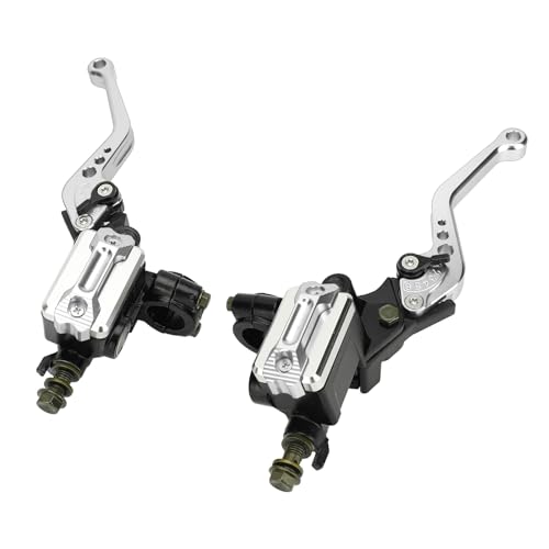 Oytrui Motorradhydraulikbremskupplung Hebel Hebel Kit Aluminiumlegierung Bremshebel Griff Universal für 22 Mm Lenker (Silber) von Oytrui