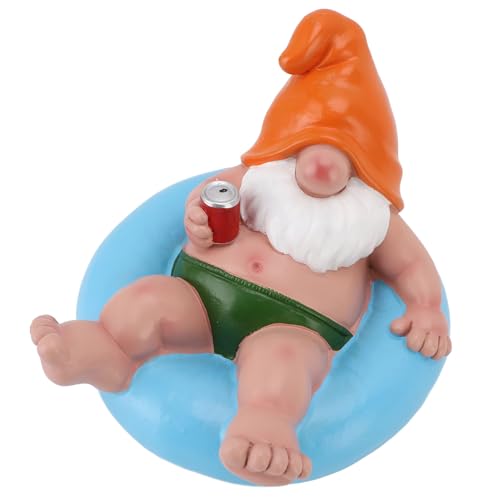 Oytrui Pool Floating Gnom, Handbemalte Harzgartenstatue mit Sonnenschutzbeschichtung für Outdoor - -Teichpools Patios Rasenflächen (Blau) von Oytrui