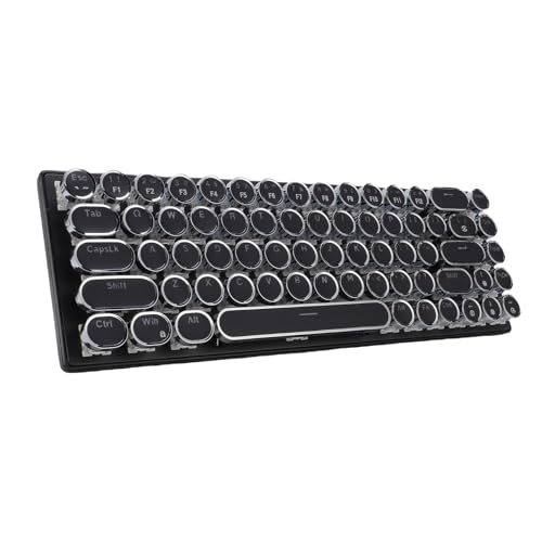 Oytrui RGB Backlit Gaming Keyboard Retro Mechanische Tastatur mit blauem Schalter, runde Tastenkappen, RGB-Hintergrundbeleuchtung, 68-Tasten-Layout, USB-Kabel-Gaming-Tastatur von Oytrui
