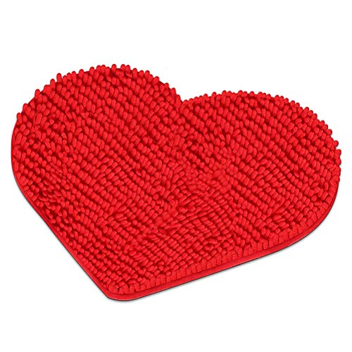 Oytrui Rote Herzform Teppich, Valentinstag Dekorative Matte, Weiche Nicht überrutschbare Waschbewegung für Badezimmer Schlafzimmer Küche Wohnzimmer (Rot) von Oytrui