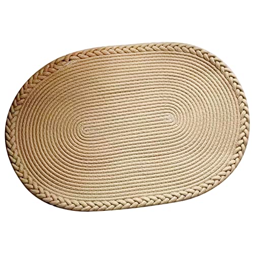 Oytrui Schlafzimmer Teppich, Handgewebte Reine Farbe Weiche Bodenmatte für Wohnzimmerstudien Bett mit Engen Struktur Polyestermaterial, Passt Landstil auf Dem Land der Landschaft. (Beige) von Oytrui