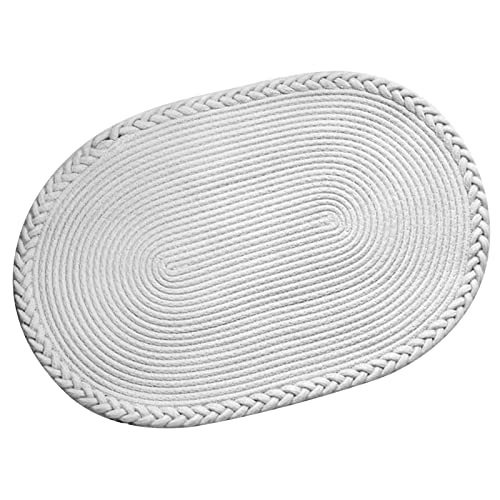 Oytrui Schlafzimmer Teppich, Handgewebte Reine Farbe Weiche Bodenmatte für Wohnzimmerstudien Bett mit Engen Struktur Polyestermaterial, Passt Landstil auf Dem Land der Landschaft. (Weiß) von Oytrui