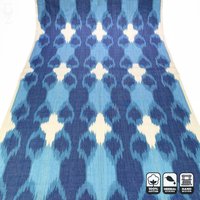 Blauer Traditioneller Ikat Handgewebter Stoff Für Tischläufer | 100% Baumwolle Mit Blauen & Weißen Pflanzenfarben, 65 cm | 25.59 Zoll Breite von OyzShop