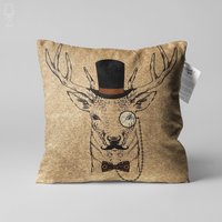 Braune Kissenhülle Mit Mr. Reindeer Motiv | Doppelseitiger Druck Auf Weichem Chenille-stoff Verschiedenen Größenoptionen Oeko-Tex® von OyzShop