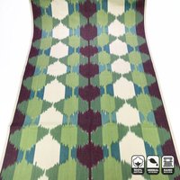 Grüne Ikat Traditionelle Handgewebte Stoffe Für Tischläufer | 100% Baumwolle Mit Grüntönen Und Roten Pflanzenfarben, 65 cm | 25.59 Zoll Breite von OyzShop