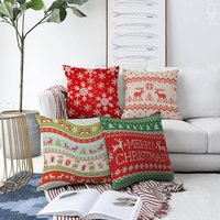 Frohe Weihnachten Kissenhüllen Mit Weihnachtsdeko Farben | Doppelseitiger Druck Auf Dem Weichen Chenille-stoff Verschiedenen Größen Oeko-Tex® von OyzShop