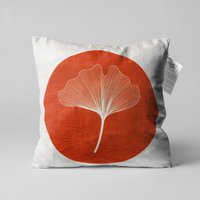 Orange Kissenhülle Mit Blumen Illustration | Doppelseitig Bedruckter Dekokissenbezug Auf Dem Weichen Chenille Verschiedenen Größen von OyzShop