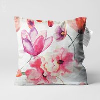 Rosa Magnolien Kissenbezug | Doppelseitiger Druckwurf-Kissenbezug Auf Dem Weichen Chenille-Stoff Mit Verschiedenen Größen Oeko-Tex® Standard von OyzShop